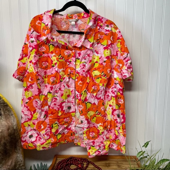 White Stag Women’s Short Sleeve Floral 4X - Picture 1 of 6